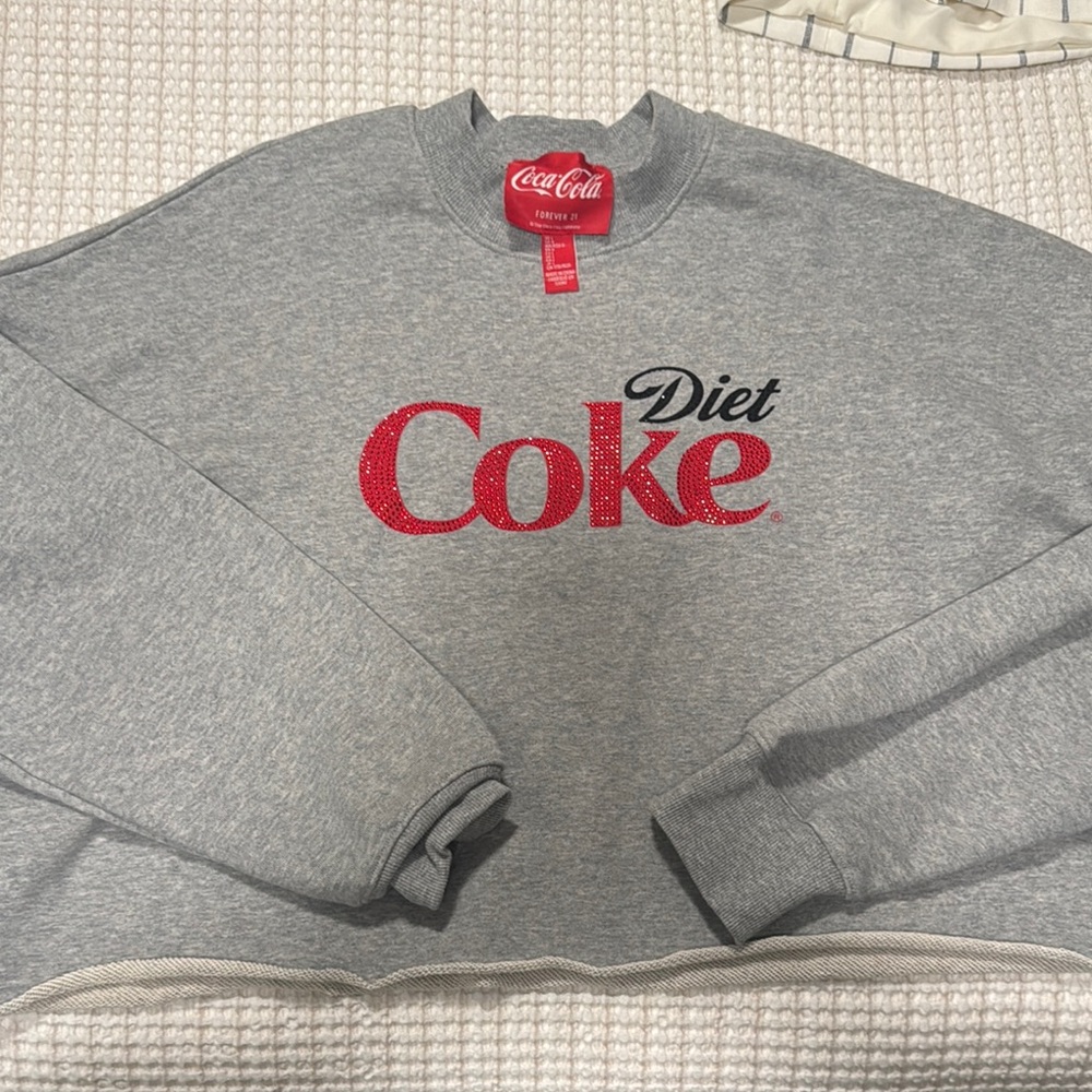 Forever 21 Gray and Red Crew Neck Sweater